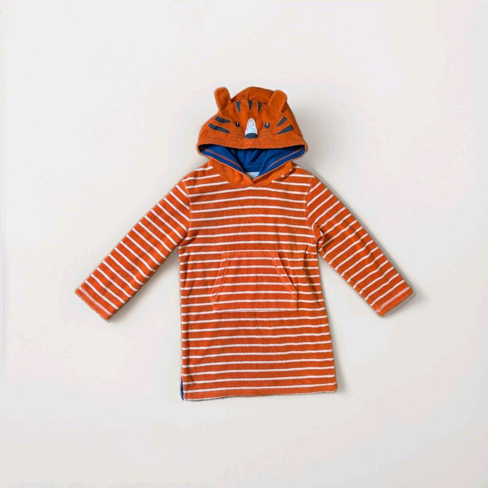 Mini Boden Terry Cloth Tiger Towel Coverup Hooded Dress Girls 6-7